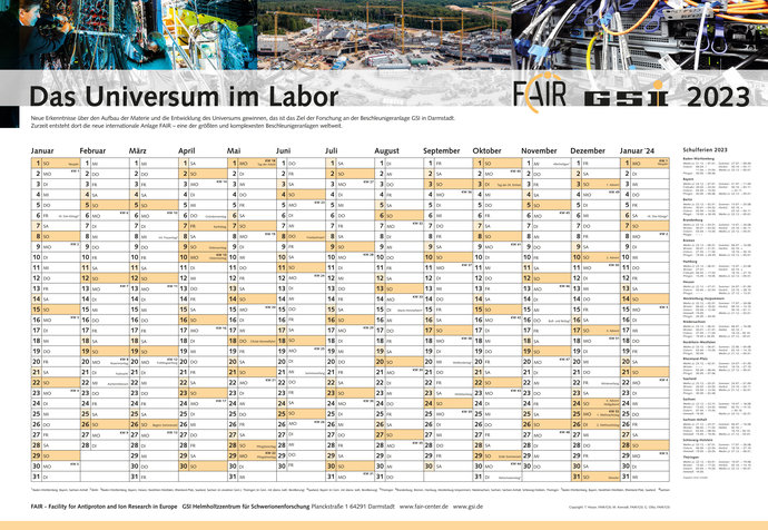 GSI/FAIR calendar for 2023