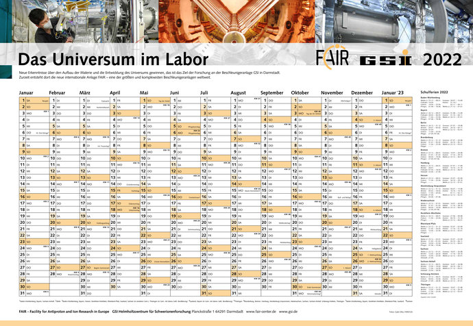 GSI/FAIR-Jahreskalender 2022