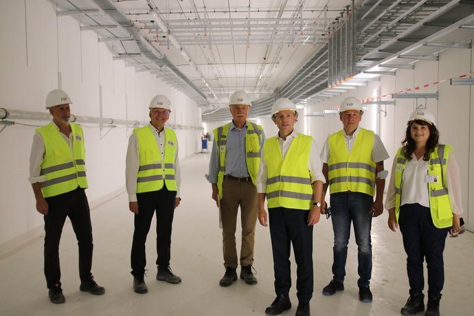 In the tunnel of the SIS100 ring accelerator.